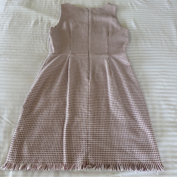 LOFT Dress Sleeveless Dress Fringe Hem Woven Pink Black Size 6 - Picture 7 of 14